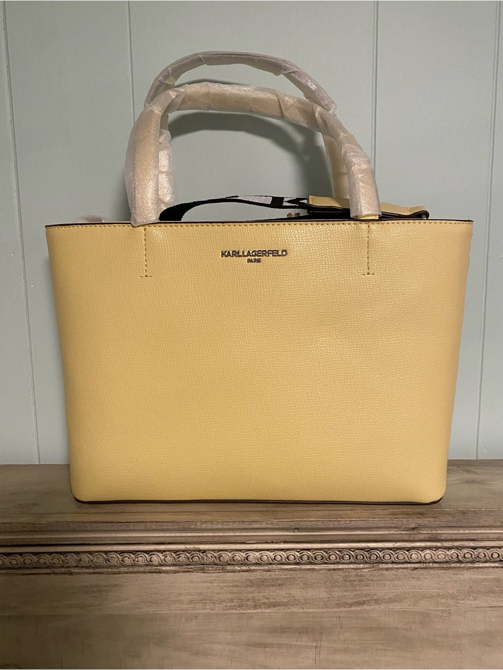 NWT Karl Lagerfeld Maybelle Light Yellow Structured Mini Tote Purse